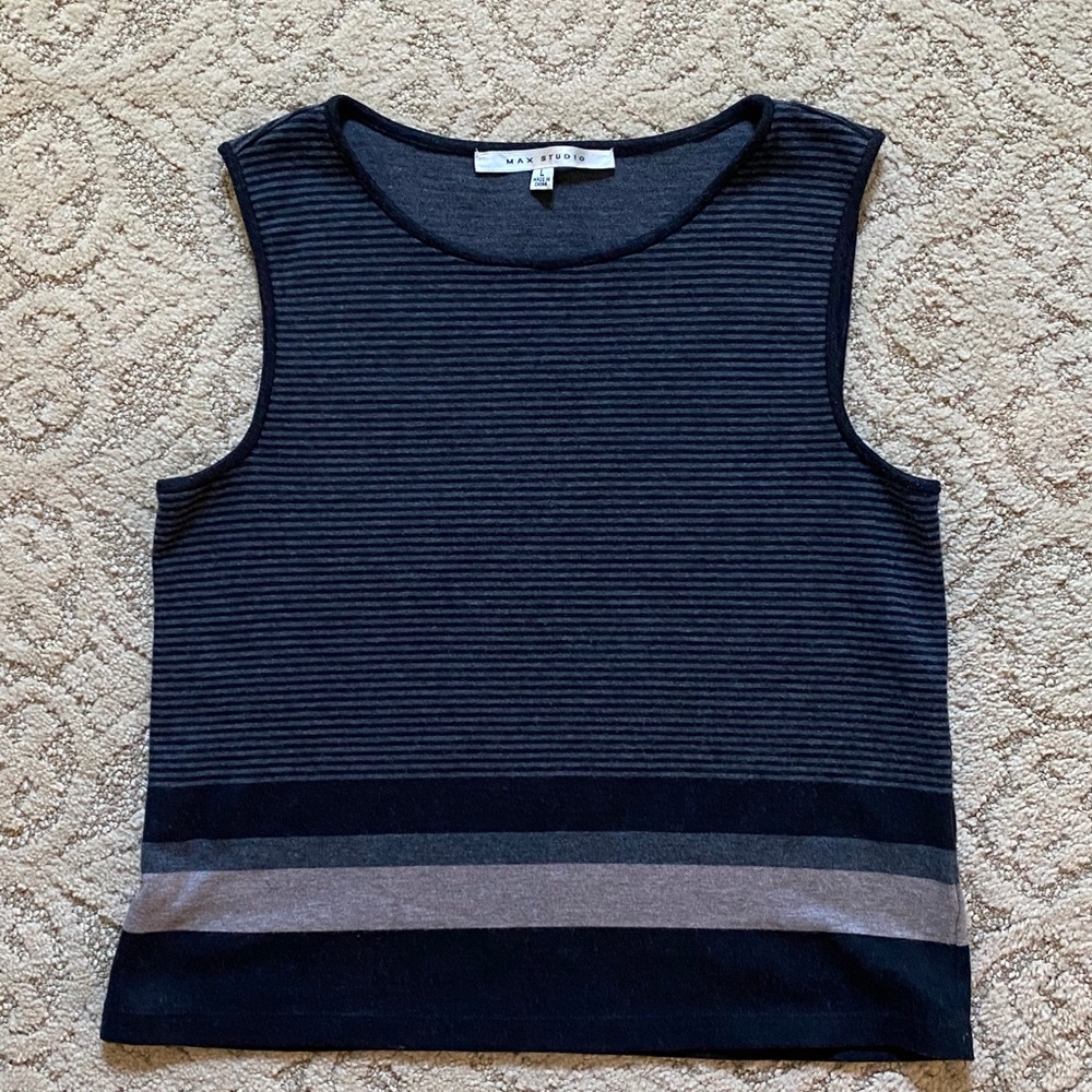 Max Studio Sweater Tank size Lg stripped top